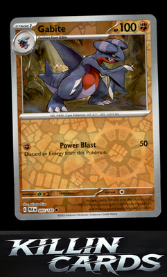 Reverse Holofoil Gabite 095/182 Pokemon Common SV04: Paradox Rift Card NM