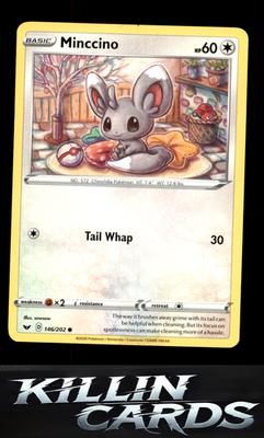 Minccino (146) 146/202 Pokemon Common SWSH01: Sword & Shield Base Set Card NM