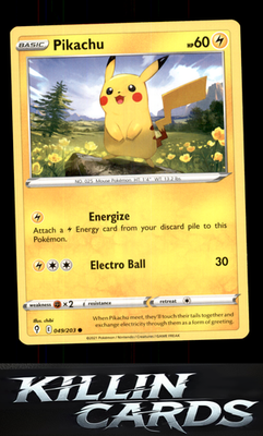 Pikachu 049/203 Pokemon Common SWSH07: Evolving Skies Card NM