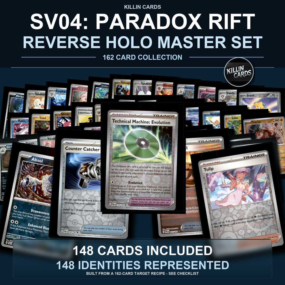 Pokemon TCG SV04: Paradox Rift Reverse Holo Master Set 148 Reverse Holo Card