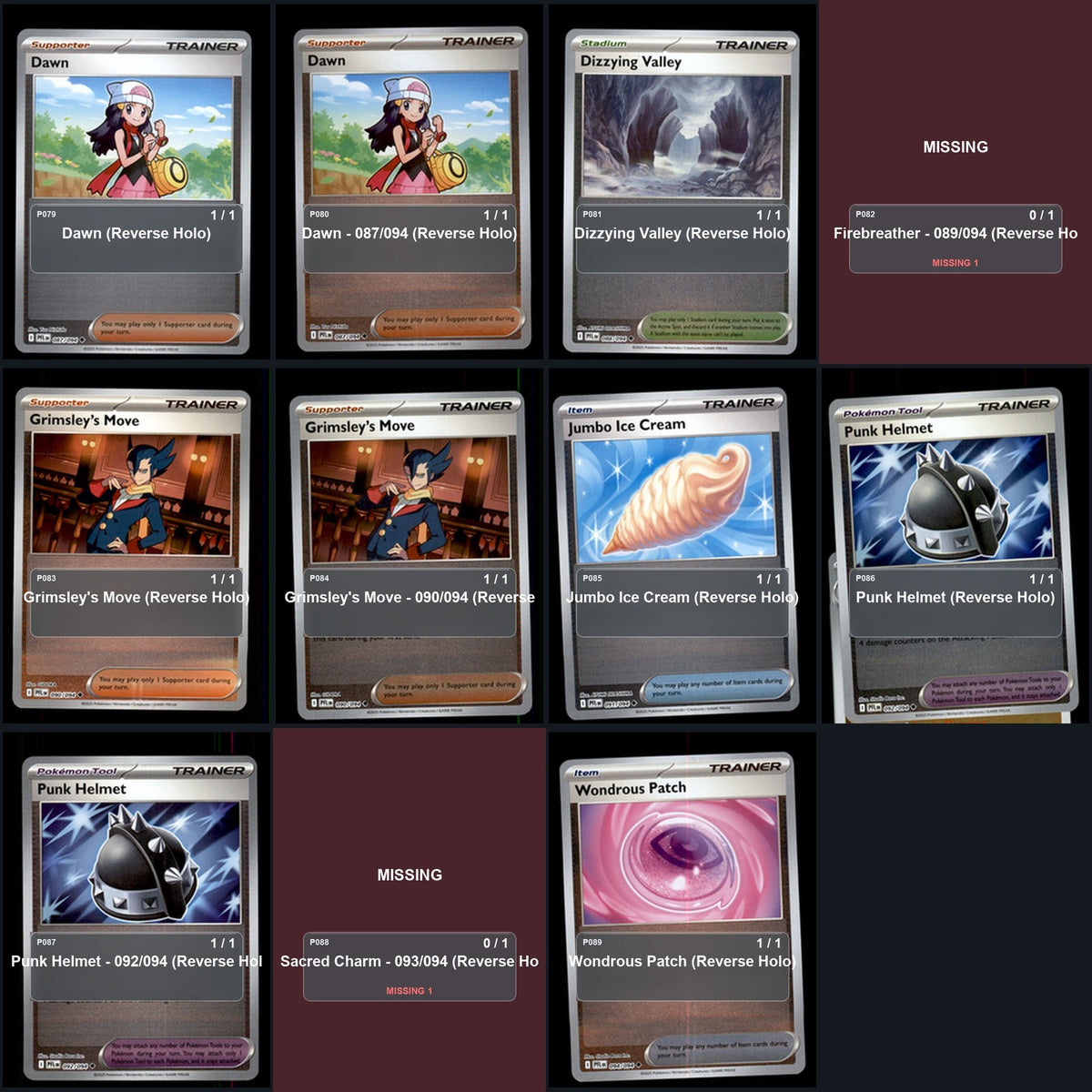 Pokemon TCG ME02: Phantasmal Flames Reverse Holo Master Set 80 Reverse Holo Card