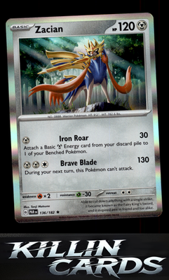 Zacian 136/182 Pokemon Rare SV04: Paradox Rift Card NM