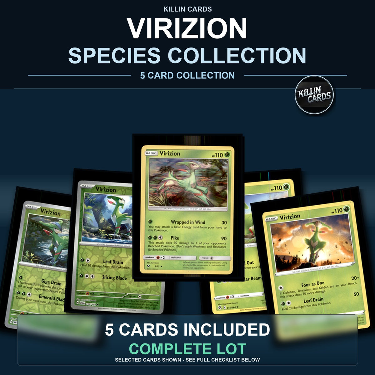 Pokemon TCG Virizion Species Collection 5 Different Cards