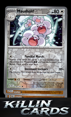 Reverse Holofoil Maushold 158/191 Pokemon Uncommon SV08: Surging Sparks Card NM