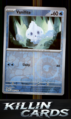 Reverse Holofoil Vanillite 043/182 Pokemon Common SV04: Paradox Rift Card NM