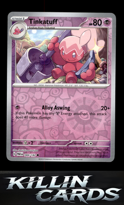 Reverse Holofoil Tinkatuff 084/182 Pokemon Common SV04: Paradox Rift Card NM