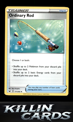 Ordinary Rod 171/202 Pokemon Uncommon SWSH01: Sword & Shield Base Set Card LP