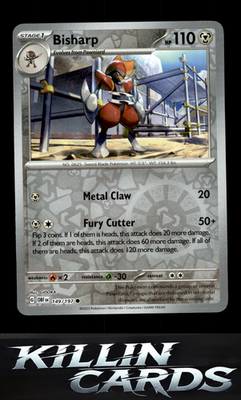 Reverse Holofoil Bisharp 149/197 Pokemon Common SV03: Obsidian Flames Card NM