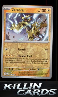 Reverse Holofoil Zeraora 078/182 Pokemon Rare SV10: Destined Rivals Card NM