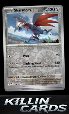 Reverse Holofoil Skarmory 142/197 Pokemon Uncommon SV03: Obsidian Flames Card NM