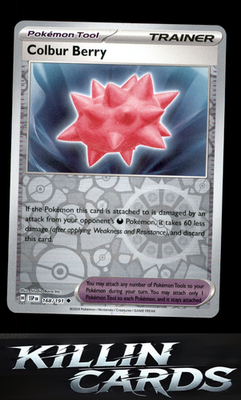 Reverse Holofoil Colbur Berry 168/191 Pokemon Uncommon SV08: Surging Sparks Card