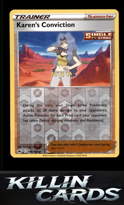 Reverse Holofoil Karen's Conviction 144/198 Pokemon Uncommon SWSH06: Chilling Re