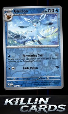 Reverse Holofoil Glaceon 025/131 Pokemon Rare SV: Prismatic Evolutions Card NM