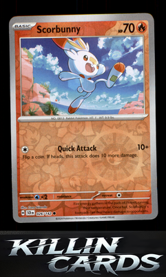 Reverse Holofoil Scorbunny 026/142 Pokemon Common SV07: Stellar Crown Card NM