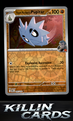 Reverse Holofoil Team Rocket's Pupitar 095/182 Pokemon Common SV10: Destined Riv