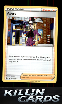 Avery 130/198 Pokemon Uncommon SWSH06: Chilling Reign Card LP