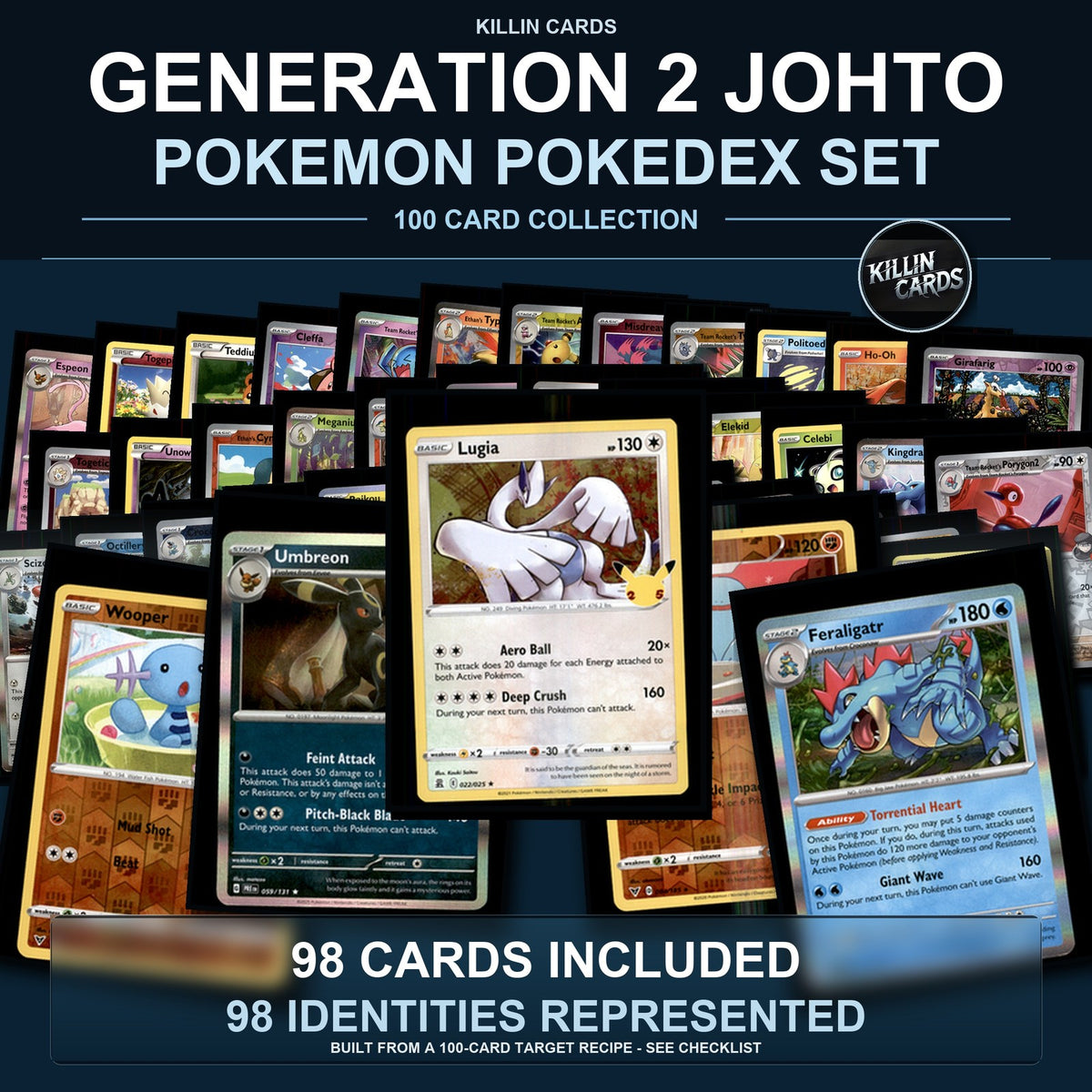 Pokemon TCG Generation 2 Johto Pokemon Pokedex Set 98 Cards Collection
