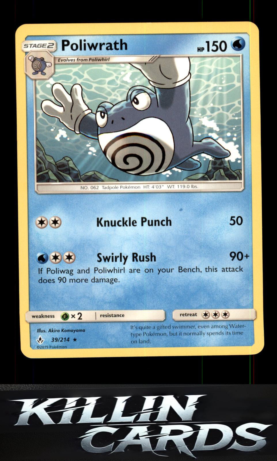 Poliwrath 39/214 Pokemon Rare SM - Unbroken Bonds Card NM