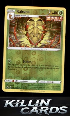 Reverse Holofoil Kakuna 002/198 Pokemon Uncommon SWSH06: Chilling Reign Card NM