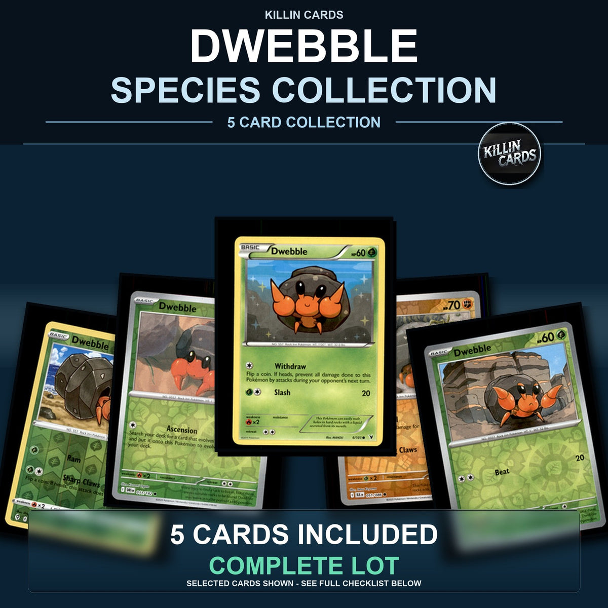 Pokemon TCG Dwebble Species Collection 5 Different Cards