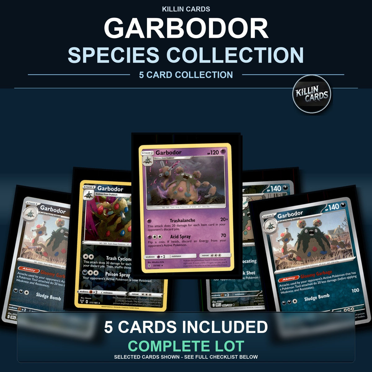 Pokemon TCG Garbodor Species Collection 5 Different Cards