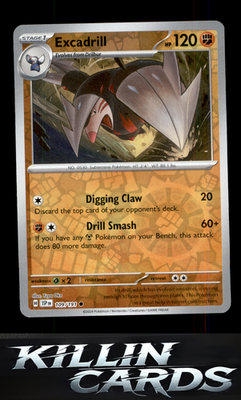 Reverse Holofoil Excadrill 109/191 Pokemon Common SV08: Surging Sparks Card NM