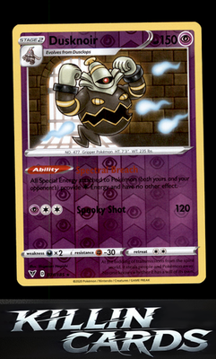 Reverse Holofoil Dusknoir 071/185 Pokemon Holo Rare SWSH04: Vivid Voltage Card N