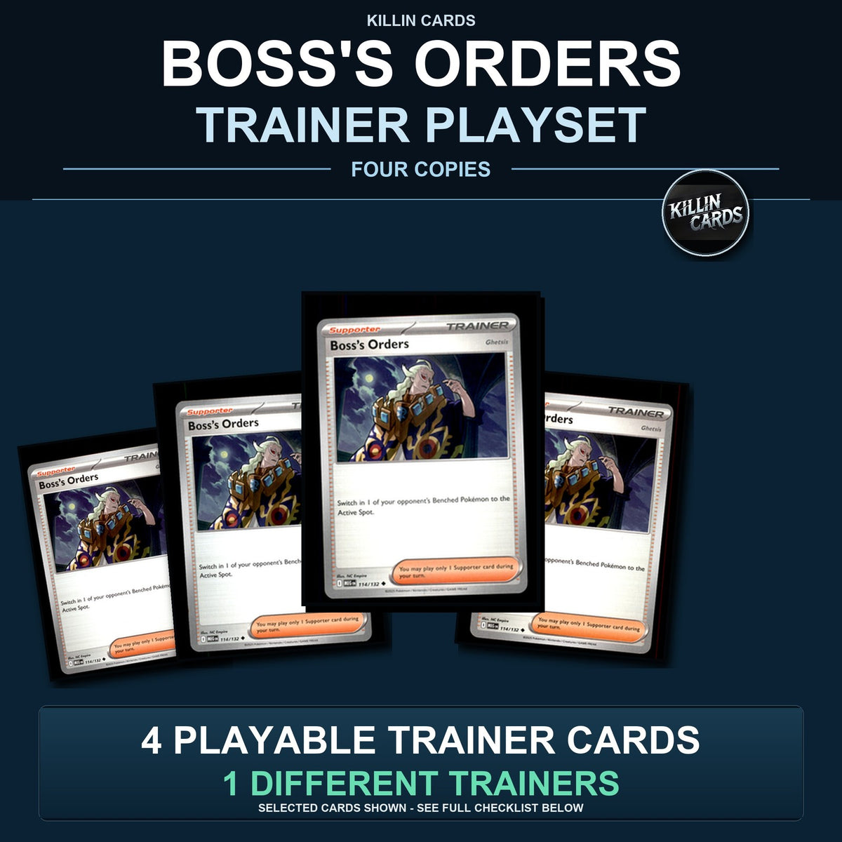 Pokemon TCG Boss's Orders Trainer Card Playset 4 Cards