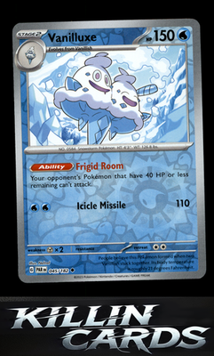 Reverse Holofoil Vanilluxe 045/182 Pokemon Uncommon SV04: Paradox Rift Card NM