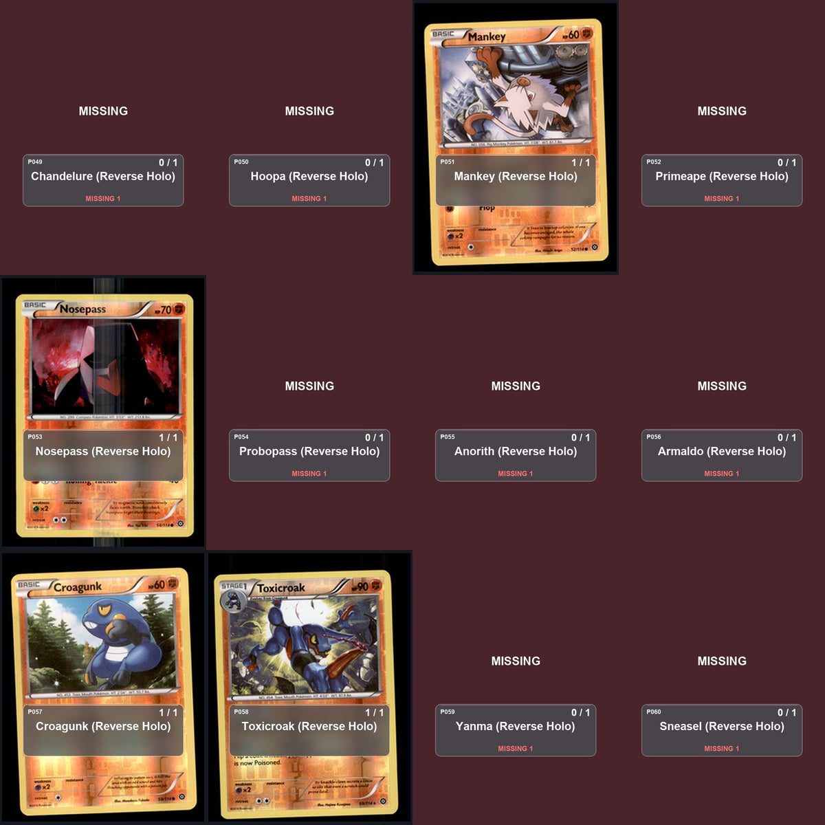 Pokemon TCG XY - Steam Siege Reverse Holo Master Set 33 Reverse Holo Card