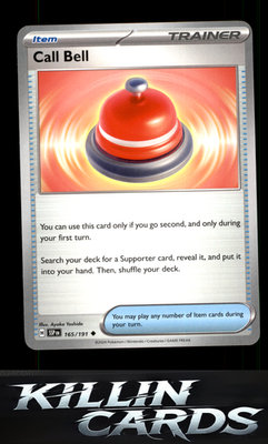 Call Bell 165/191 Pokemon Uncommon SV08: Surging Sparks Card NM