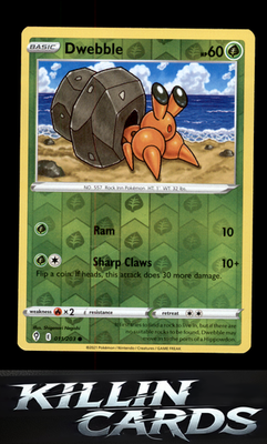 Reverse Holofoil Dwebble 011/203 Pokemon Common SWSH07: Evolving Skies Card NM