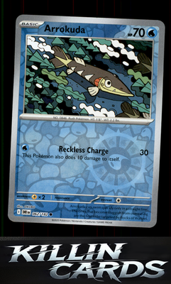 Reverse Holofoil Arrokuda 062/182 Pokemon Common SV10: Destined Rivals Card NM