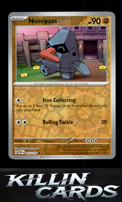 Reverse Holofoil Nosepass 107/197 Pokemon Common SV03: Obsidian Flames Card NM