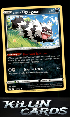 Galarian Zigzagoon 117/202 Pokemon Common SWSH01: Sword & Shield Base Set Card N