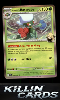 Cynthia's Roserade 008/182 Pokemon Rare SV10: Destined Rivals Card NM