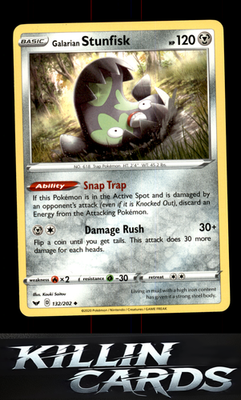 Galarian Stunfisk 132/202 Pokemon Uncommon SWSH01: Sword & Shield Base Set Card
