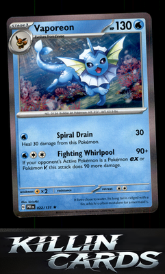 Vaporeon 022/131 Pokemon Rare SV: Prismatic Evolutions Card NM