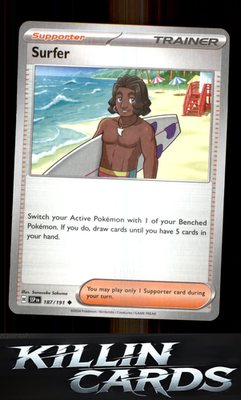Surfer - 187/191 187/191 Pokemon Uncommon SV08: Surging Sparks Card NM