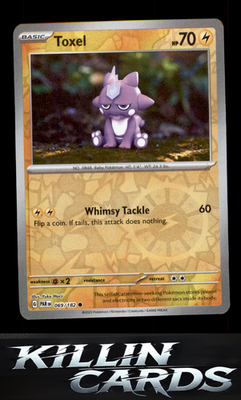 Reverse Holofoil Toxel 069/182 Pokemon Common SV04: Paradox Rift Card NM