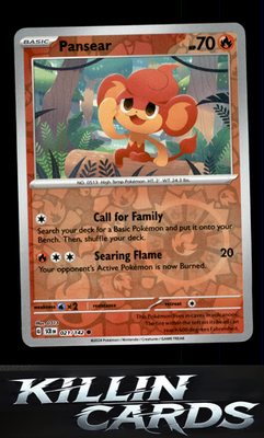 Reverse Holofoil Pansear 021/142 Pokemon Common SV07: Stellar Crown Card NM