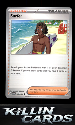 Surfer - 187/191 187/191 Pokemon Uncommon SV08: Surging Sparks Card NM