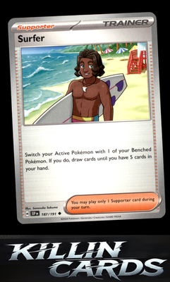Surfer - 187/191 187/191 Pokemon Uncommon SV08: Surging Sparks Card NM