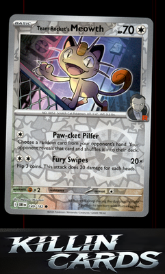 Reverse Holofoil Team Rocket's Meowth 149/182 Pokemon Common SV10: Destined Riva