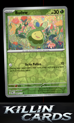 Reverse Holofoil Budew 004/131 Pokemon Common SV: Prismatic Evolutions Card NM
