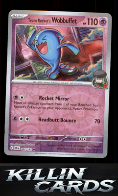 Reverse Holofoil Team Rocket's Wobbuffet 082/182 Pokemon Rare SV10: Destined Riv