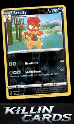 Reverse Holofoil Scrafty 099/203 Pokemon Uncommon SWSH07: Evolving Skies Card NM