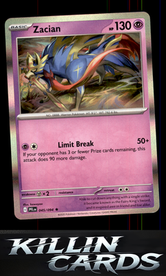 Reverse Holofoil Zacian - 045/094 045/094 Pokemon Rare ME02: Phantasmal Flames C