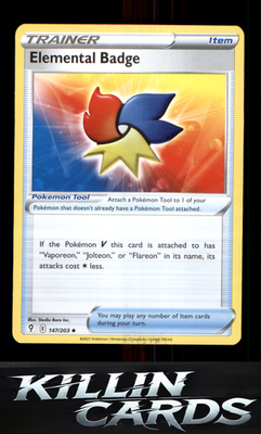 Elemental Badge 147/203 Pokemon Uncommon SWSH07: Evolving Skies Card NM