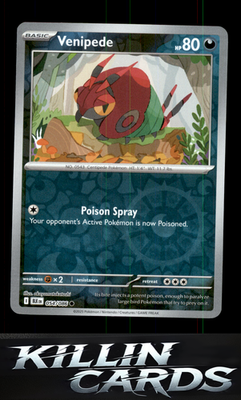 Reverse Holofoil Venipede 054/086 Pokemon Common SV: Black Bolt Card NM